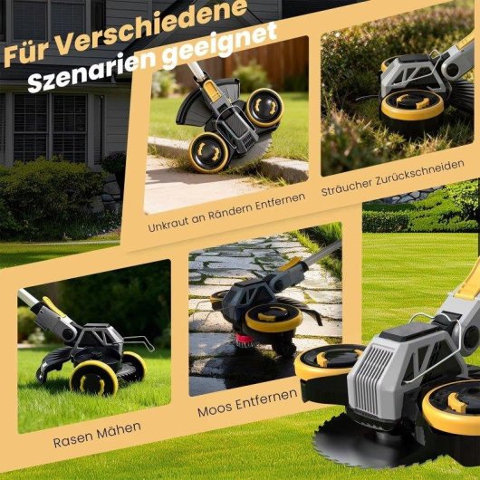Desbrozadora Inalámbrica 21v 900w Motor Sin Escobillas 2 Baterías 4.0ah 4 En 1 Jardín