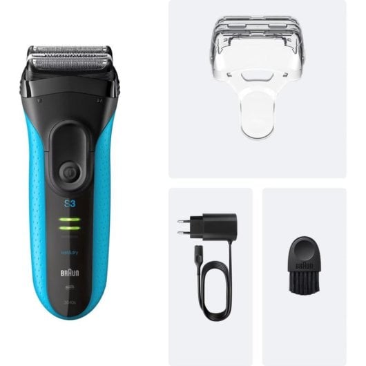 Afeitadora Facial Braun Series 3 3040s Inalámbrica 45min Seco y Mojado 3 Láminas Recortador de Precisión