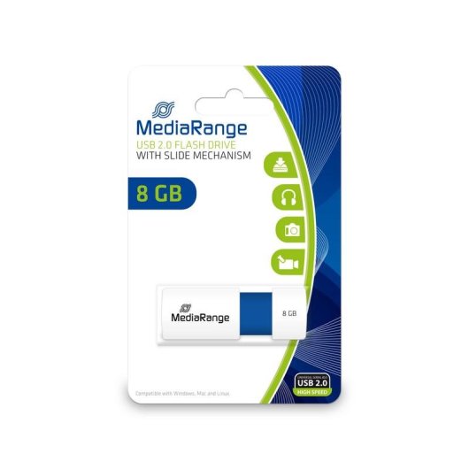 Chiavetta USB MediaRange MR971 8GB USB 2.0 scorrevole blu bianco