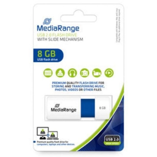Chiavetta USB MediaRange MR971 8GB USB 2.0 scorrevole blu bianco