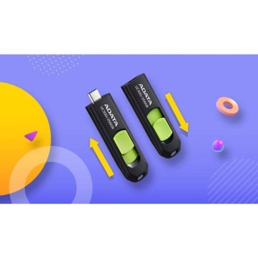 Clé USB ADATA UC300 128 Go USB Type-C 3.2 Gen 1 coulissante noire verte