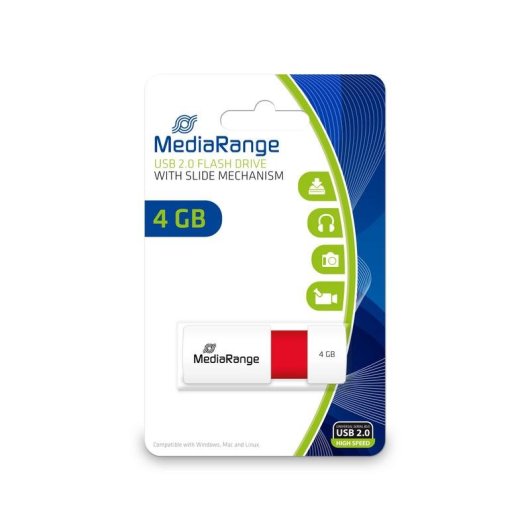 Chiavetta USB MediaRange MR970 4 GB Scorrevole Rosso Bianco USB 2.0