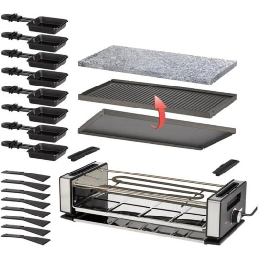 Parrilla intérieure Unold 48760 Raclette 8 personnes 1200 W Noir/Acier inoxydable
