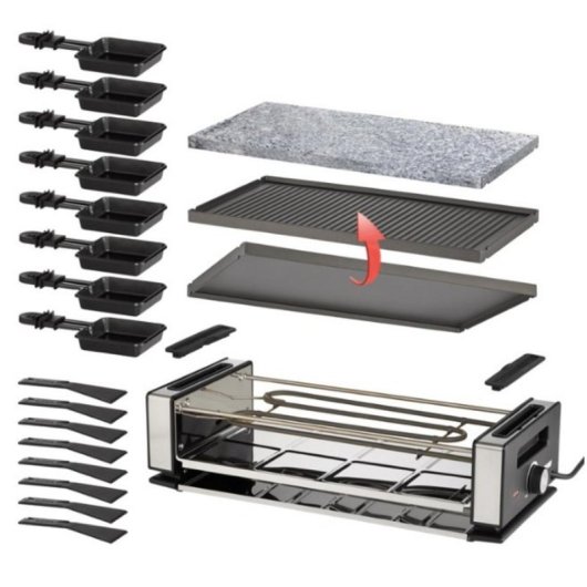 Parrilla intérieure Unold 48760 Raclette 8 personnes 1200 W Noir/Acier inoxydable