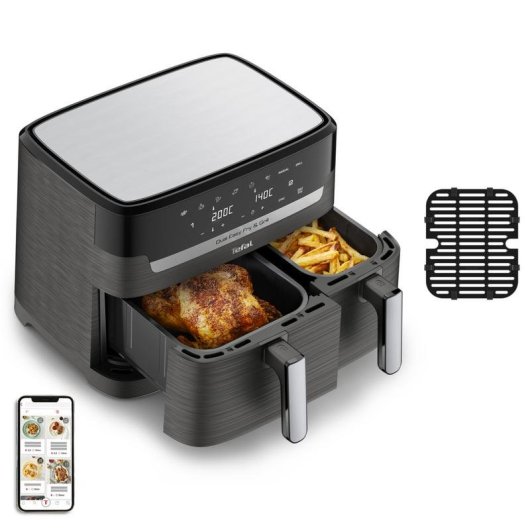 Fritadeira de Ar Tefal Dual Easy Fry & Grill EY905B 8,3L 2700W Duplo Controlo Tátil