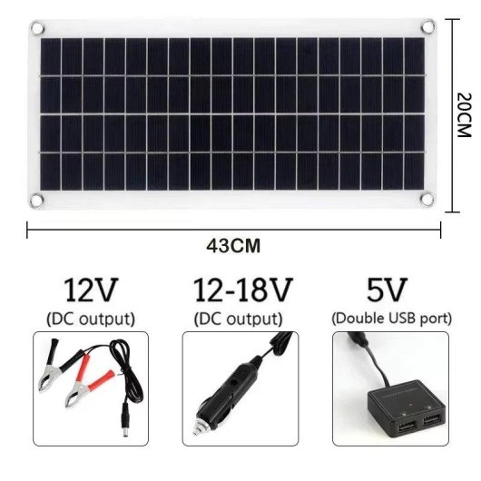 Panel Solar Genérica Flexible 1000W 2 Puertos USB Controlador 100A