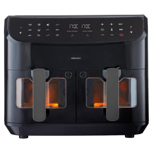 Friteuse sans huile Medion LIFE P20 Double Compartiment Écran Tactile 8,7L 2600W paniers antiadhésifs