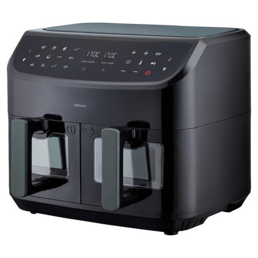Friteuse sans huile Medion LIFE P20 Double Compartiment Écran Tactile 8,7L 2600W paniers antiadhésifs