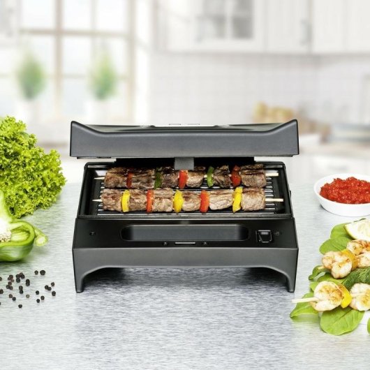 Parrilla eléctrica de contacto Rommelsbacher SWG 700 3 en 1 Negro