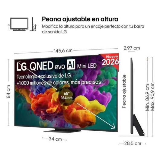 TV LG QNED evo MiniLED AI 65QNED86B6B 4K UltraHD 144Hz Smart TV WebOS + LG S60T 3.1 340W
