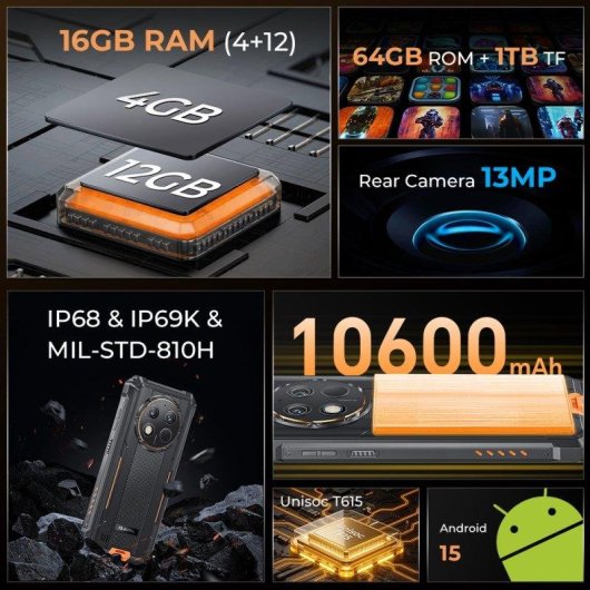 Oukitel WP28 E 4G 4GB 64GB 6.52" Orange