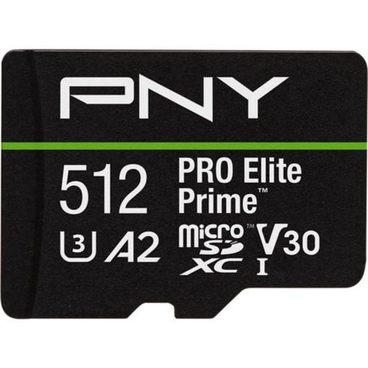 Tarjeta microSD PNY PRO Elite Prime 512 GB Clase 10 UHS-I U3 V30 A2