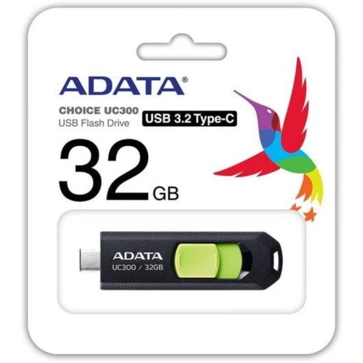 Unità flash ADATA UC300 32 GB USB-C 3.2 Gen 1 scorrevole nero verde