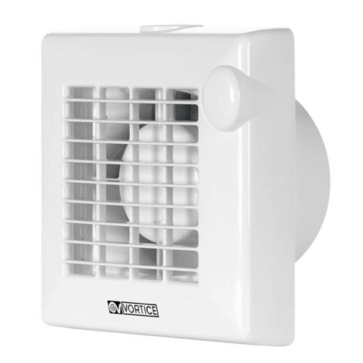 Ventilador de Pared Vortice M 100/4" LL 18W 1 Velocidad Silencioso Temporizador IPX4 Baños Compacto
