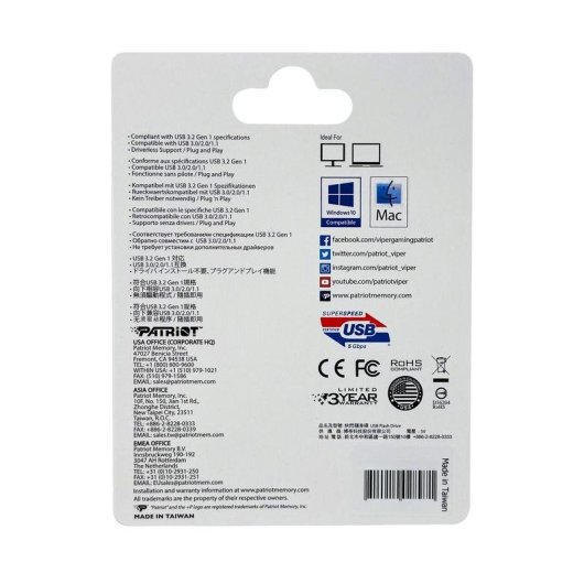 Unità flash Patriot Supersonic Rage Lite 1 TB USB-A 3.2 Gen 1 nera