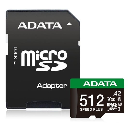 Scheda microSDXC ADATA Speed Plus 512 GB UHS-I U3 A2 V30 Classe 10