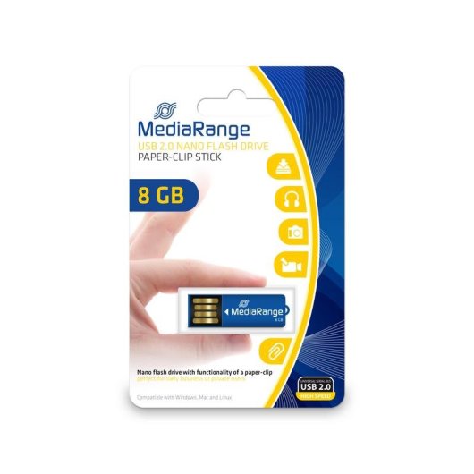 Chiavetta USB MediaRange MR975 8GB USB 2.0 blu senza cappuccio