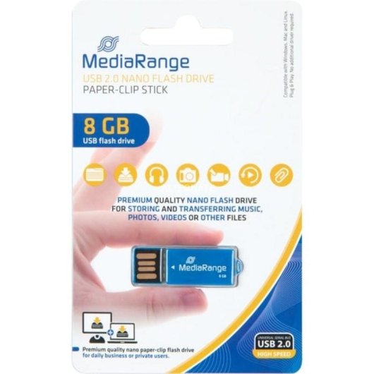 Chiavetta USB MediaRange MR975 8GB USB 2.0 blu senza cappuccio