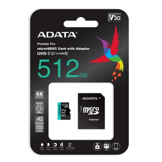 Scheda di memoria ADATA Premier Pro 512 GB MicroSDXC Classe 10 U3 V30