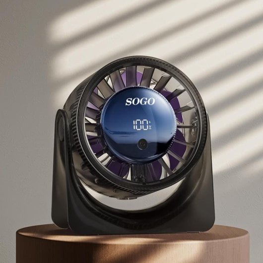 Mini Ventilador de Sobremesa SOGO VEN-SS-21155 3W 5 Velocidades Batería Recargable Pantalla LED Inclinación Ajustable