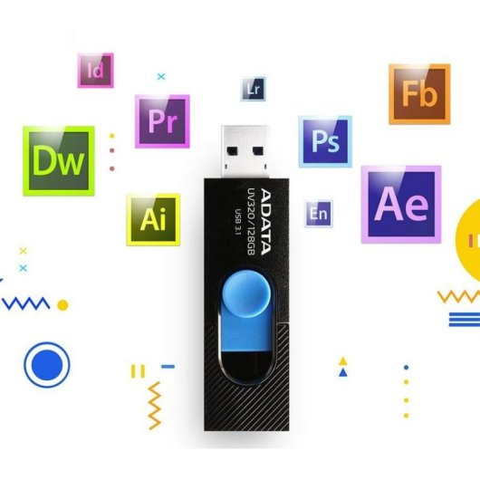 Unidad flash USB ADATA UV320 128 GB USB tipo A 3.2 Gen 1 deslizante negro azul