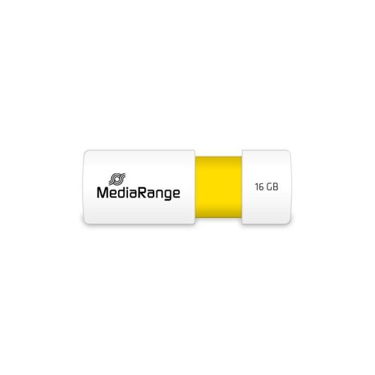 Memoria USB MediaRange MR972 16 GB USB 2.0 Deslizable Blanco Amarillo