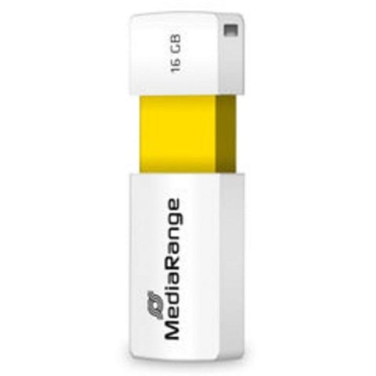 Memoria USB MediaRange MR972 16 GB USB 2.0 Deslizable Blanco Amarillo