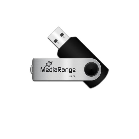 Chiavetta USB MediaRange MR913 128 GB USB 2.0 Tipo A Girevole Nero Argento