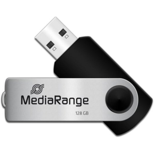Chiavetta USB MediaRange MR913 128 GB USB 2.0 Tipo A Girevole Nero Argento