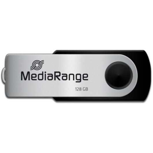 Chiavetta USB MediaRange MR913 128 GB USB 2.0 Tipo A Girevole Nero Argento