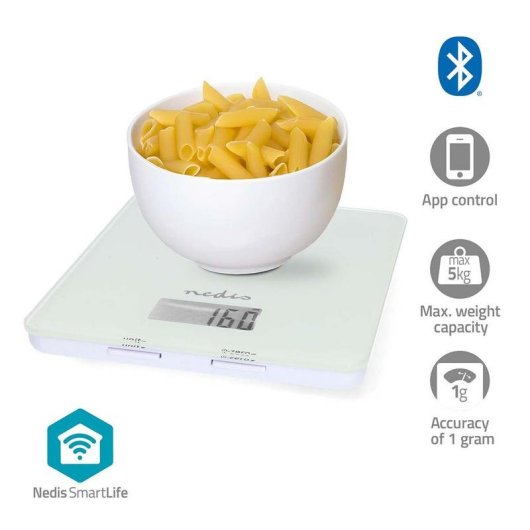 Báscula electrónica de cocina Nedis KASC800WTW 5 kg Blanco