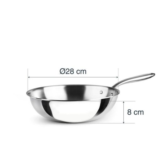 Sartén para wok Lacor TriChef 28 cm aço inoxidável alumínio