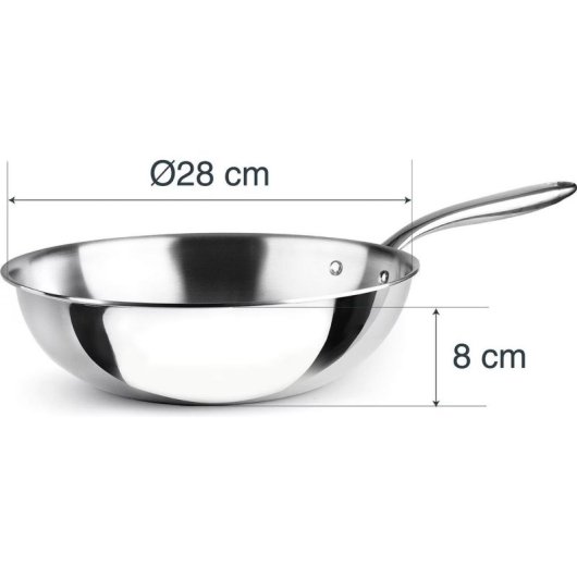 Sartén para wok Lacor TriChef 28 cm aço inoxidável alumínio