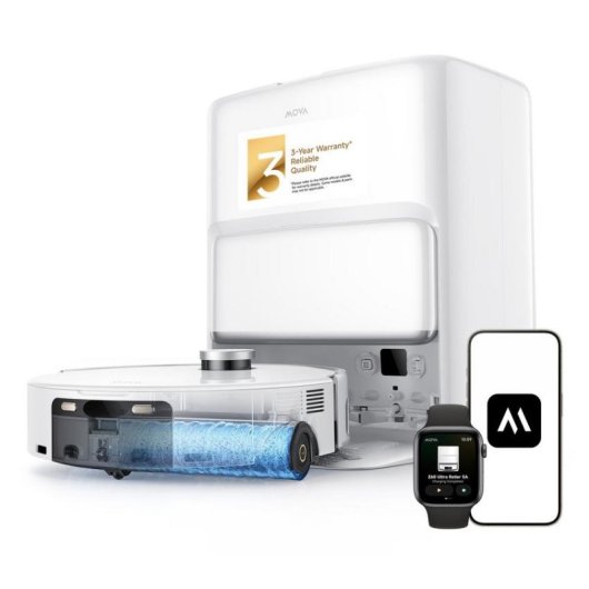 Aspirateur Robot Mova Z60 Ultra Roller SA avec Vidage Automatique Navigation LiDAR 26.000 Pa