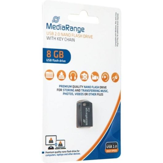 USB-Stick MediaRange MR920 8GB USB 2.0 Schwarz ohne Kappe