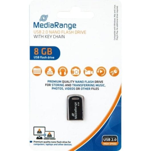USB-Stick MediaRange MR920 8GB USB 2.0 Schwarz ohne Kappe