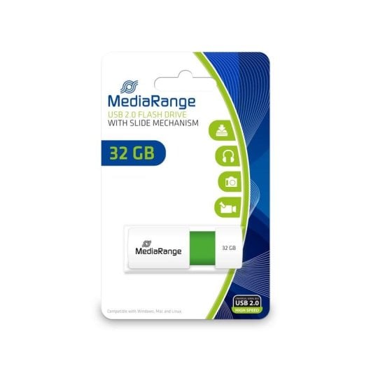 USB-Stick MediaRange MR973 32 GB USB 2.0 Schiebemechanismus grün weiß