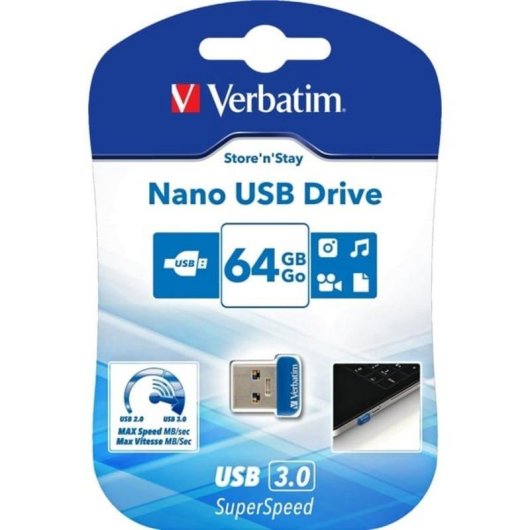 Unità USB Verbatim Store 'n' Stay NANO 64 GB USB 3.2 Gen 1 Blu