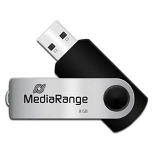 Unidad flash USB MediaRange MR908NTRL 8 GB USB 2.0 giratoria negro plata