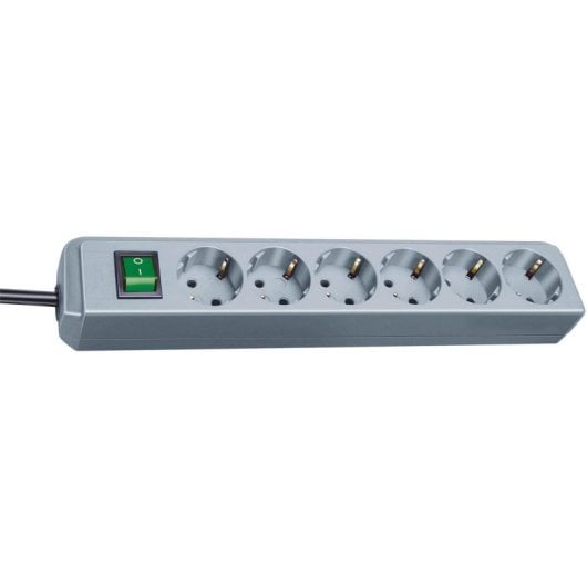 Multiprise Brennenstuhl Eco 6 prises avec interrupteur et câble 1,5 m gris