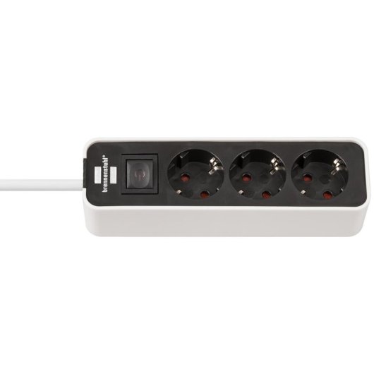 Multipresa Brennenstuhl 3 prese con interruttore e protezione bambini, design nero-bianco