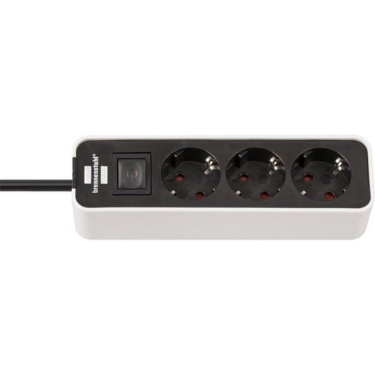 Multipresa Brennenstuhl 3 prese con interruttore e protezione bambini, design nero-bianco