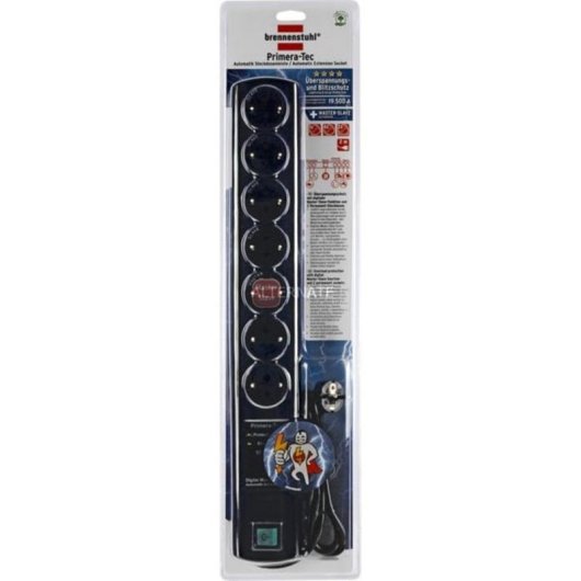 Régua de tomadas Brennenstuhl Primera-Tec DigiMaster 7 tomadas com proteção e interruptor