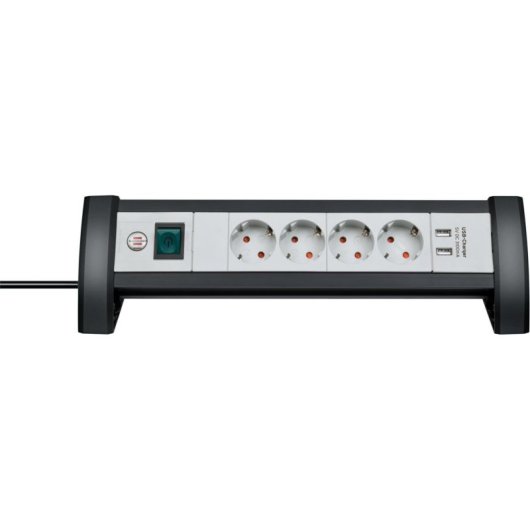 Régua de tomadas Brennenstuhl 4 Tomadas 2 USB-A com Proteção Infantil e Interruptor
