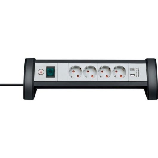 Régua de tomadas Brennenstuhl 4 Tomadas 2 USB-A com Proteção Infantil e Interruptor