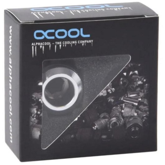 Refrigeration Liquide Alphacool Racor laiton chromé 1/4" 26 mm 2 connexions
