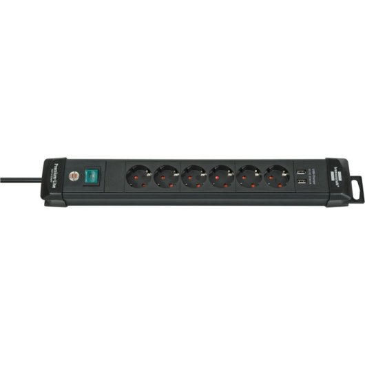 Régua de tomadas Brennenstuhl 1951160602 6 tomadas com proteção infantil e 2 USB-A