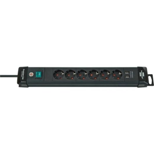 Régua de tomadas Brennenstuhl 1951160602 6 tomadas com proteção infantil e 2 USB-A