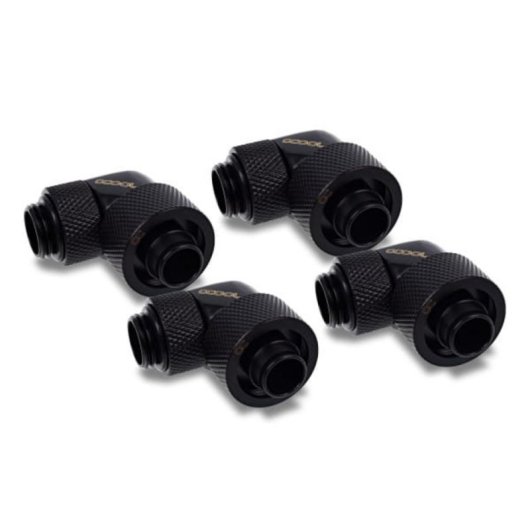 Flüssigkeitskühlung Alphacool Racor Messing schwarz 1/4" 90° 4 Stück