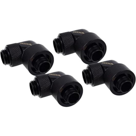 Flüssigkeitskühlung Alphacool Racor Messing schwarz 1/4" 90° 4 Stück